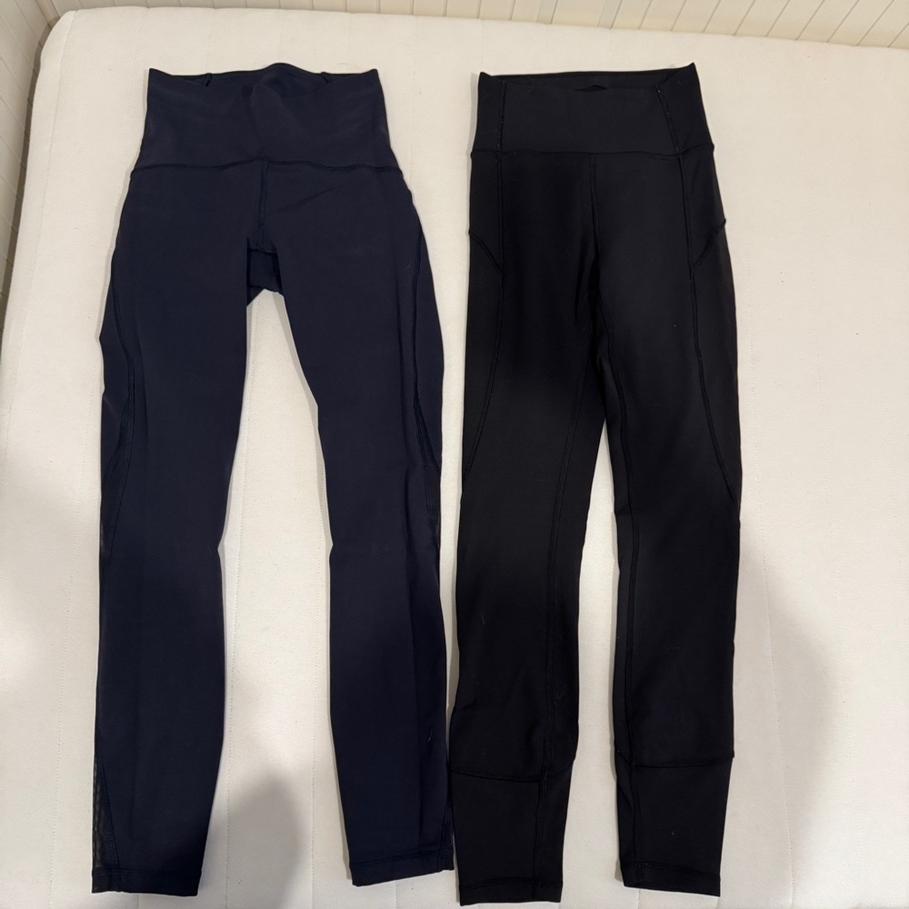 Black and Navy High-Waisted Leggings